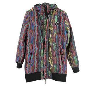 Nomis snowboard jacket winter y2k colorful heavy pattern standout design sz sm